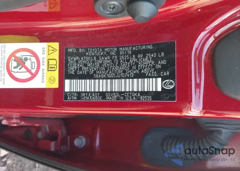 2018 Lexus Es 350 z USA, uszkodzony, nr VIN 58ABK1GG5JU107412